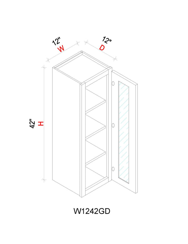 Wall Cabinet - 12"W x 42"H x 12"D Glass Door Only