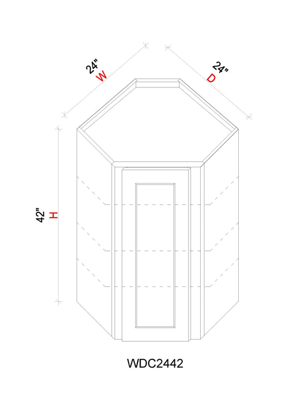 Wall Diagonal Corner Cabinet - 24"W x 42"H x 12"D