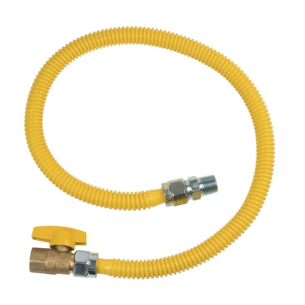 Gas Flex with Ball Valve, 1/2 in ID, 1/2 in, MNPT x FNPT, 36 in L