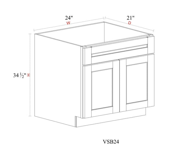 Vanity Sink Base Cabinet - 24"W x 34- 1/2"H x 21"D