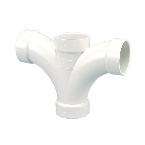 Double Fixture Tee, 3 in, Hub, DWV, PVC