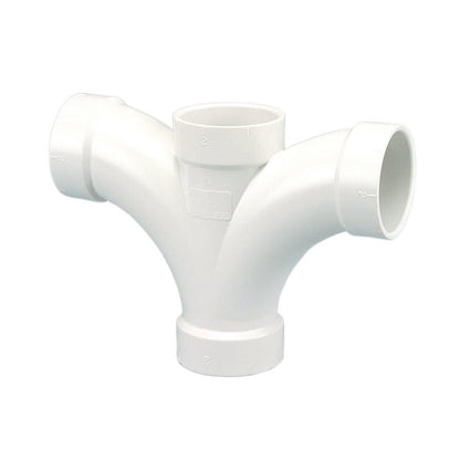 Double Fixture Tee, 2 in, Hub, DWV, PVC