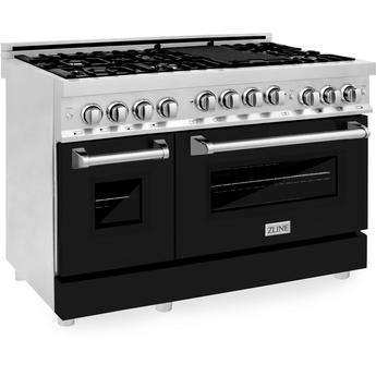 48"W 6.0 Gas Range Stainless Steel W Matt Blk Doors