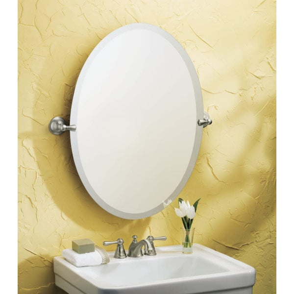 22-13/16" W x 26" H Oval Frameless Bathroom Wall Mirror