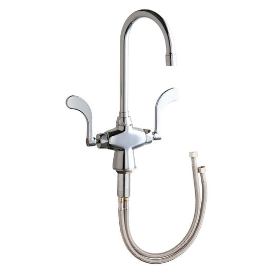 Kitchen Faucet, Deck Mount, ADA, 2 Blade Handle, 1-Hole, Polished Chrome