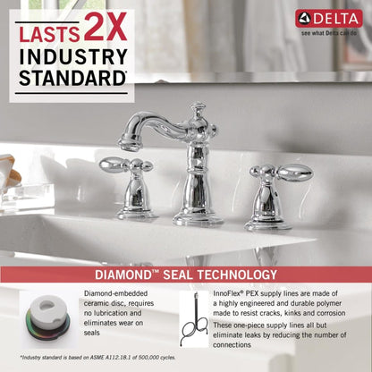 Victorian Widespread Bathroom Faucet with Pop-Up Drain Assembly - Includes Lifetime Warranty