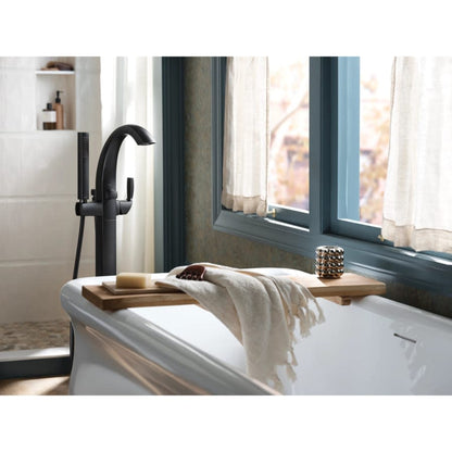 Voss Floor Mounted Tub Filler with Riser and Built-In Diverter - Includes Hand Shower