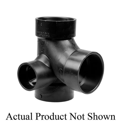 DWV Right Hand Side Outlet Sanitary Tee, 3 x 3 x 3 x 2 in, Hub, ABS