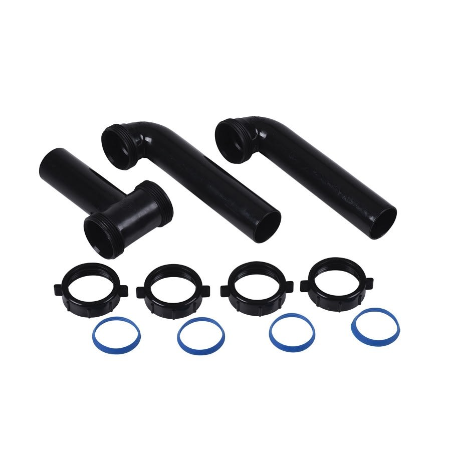 Continuous Waste, Center Outlet, 1-1/2 in, Polypropylene, Black