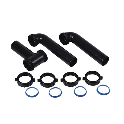 Continuous Waste, Center Outlet, 1-1/2 in, Polypropylene, Black