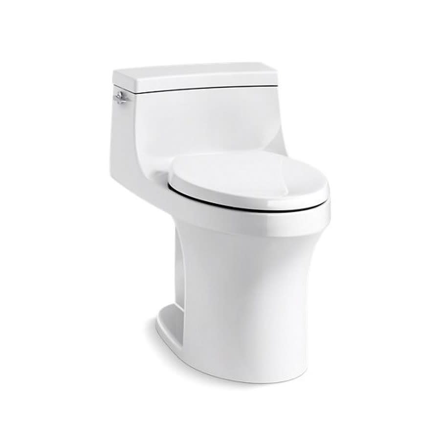 San Souci® One Piece Toilet, Floor Mount, 12 in Rough, ADA, Elongated Bowl, Left Hand Lever, 1.28 gpf, White