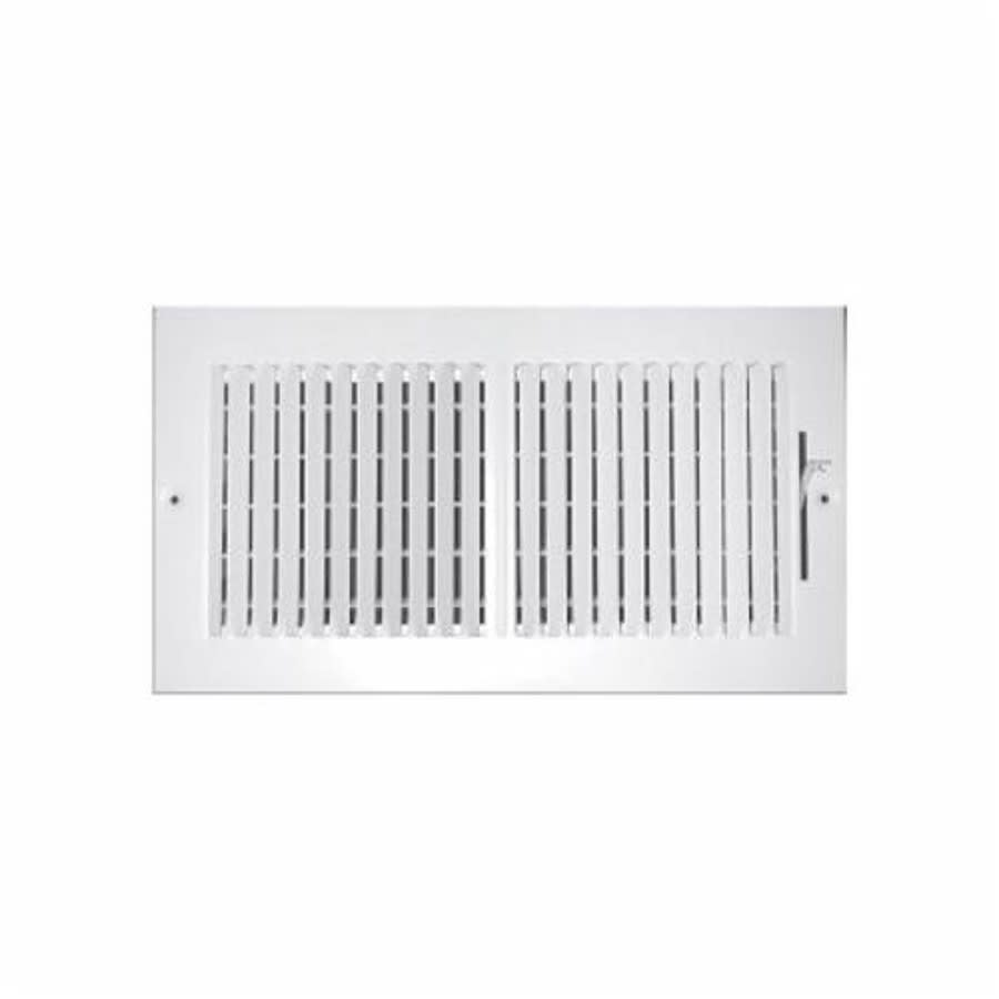 2-Way Down Face Supply Register, 14 x 4 in, 1/2 in Spacing, Multi Shutter Damper, Steel, White