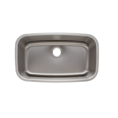 Single Bowl Kitchen Sink, Under Mount, 32 x 18-1/2 in, 8 in Bowl Depth, 18 ga Satin Steel, Stainless