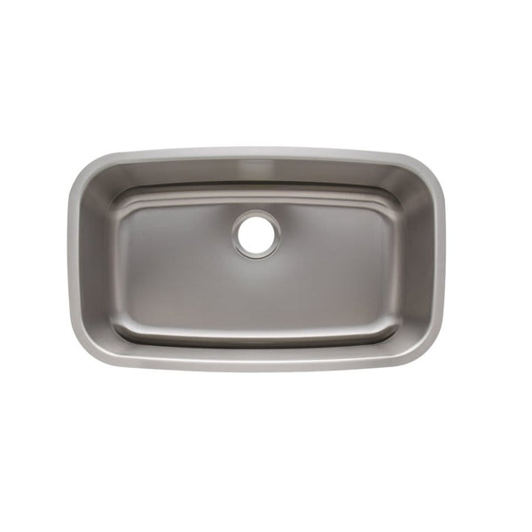 Single Bowl Kitchen Sink, Under Mount, 32 x 18-1/2 in, 8 in Bowl Depth, 18 ga Satin Steel, Stainless