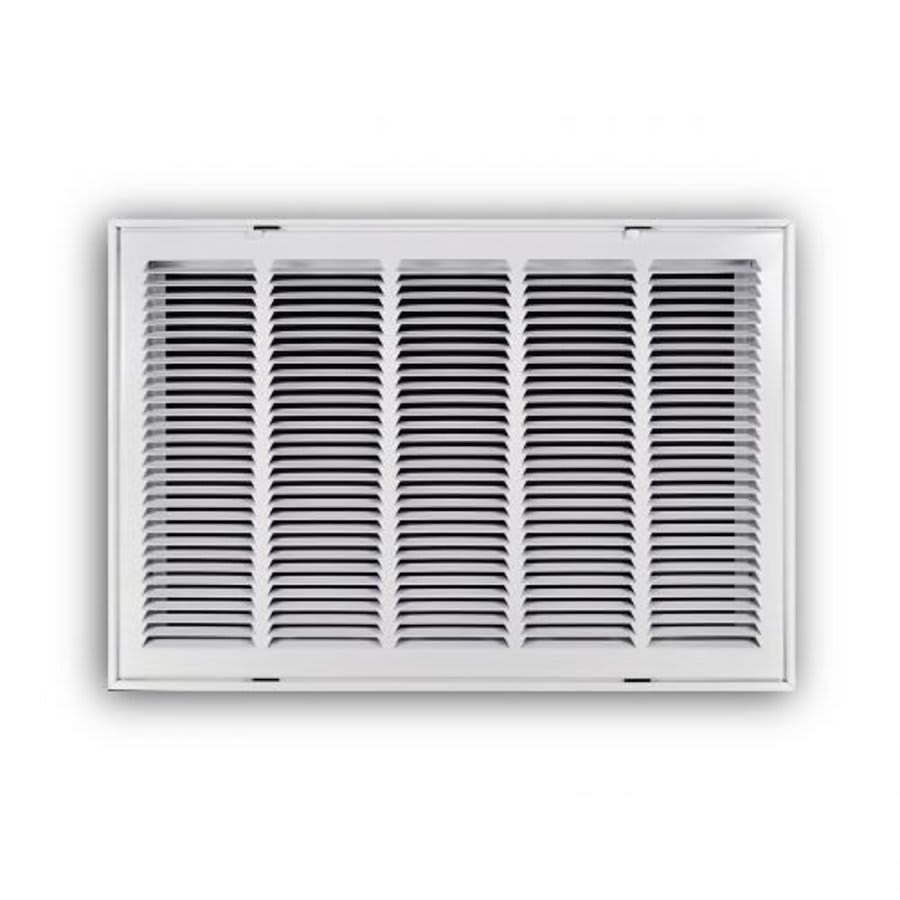 Stamped Fixed Hinge Face Return Filter Grille, 25 x 16 in, 1/2 in Spacing, 1 in Filter, Steel, White