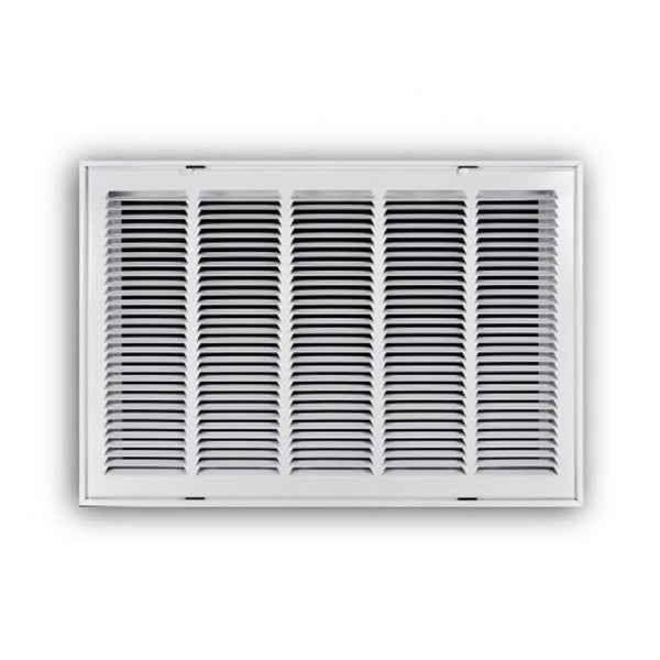 Stamped Fixed Hinge Face Return Filter Grille, 25 x 16 in, 1/2 in Spacing, 1 in Filter, Steel, White