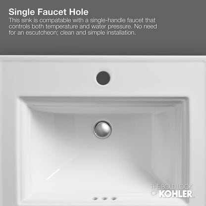 Farmington 19-1/4" Oval Cast Iron Drop In Bathroom Sink with Overflow and Single Faucet Hole