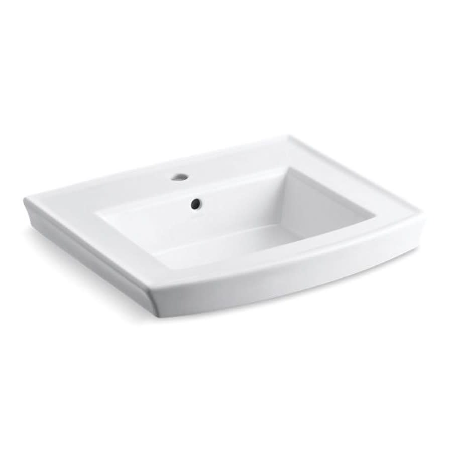 Archer® Wall/Pedestal Mount Lavatory Sink, 24 x 20-1/2 x 7-7/8 in, Vitreous China, White
