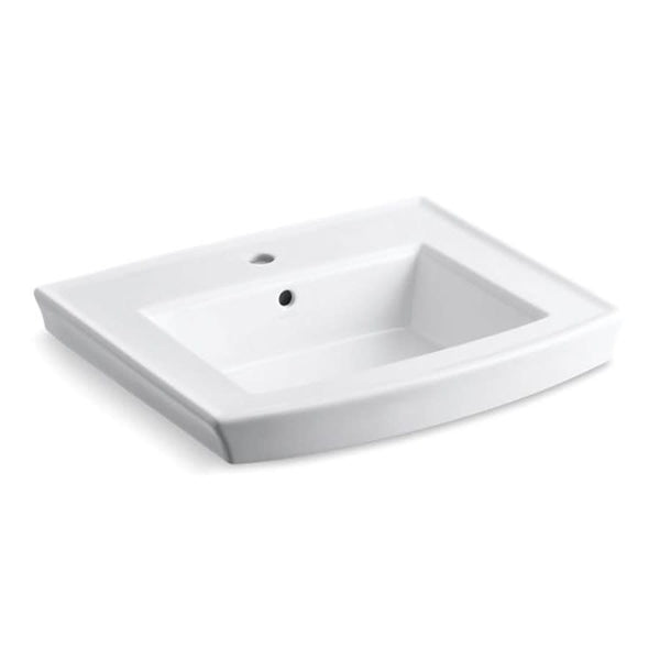 Archer® Wall/Pedestal Mount Lavatory Sink, 24 x 20-1/2 x 7-7/8 in, Vitreous China, White