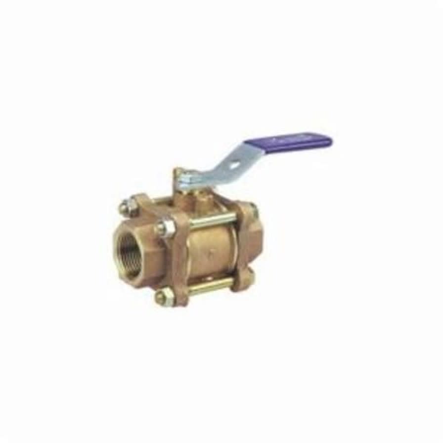 3-Piece Ball Valve, 1 in, FNPT, Full Port, Plated Brass Ball, Bronze