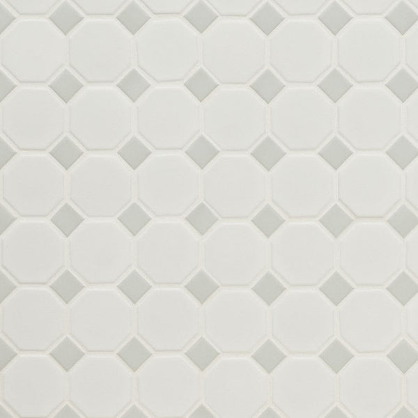 White and Gray Matte Octagon 6mm
