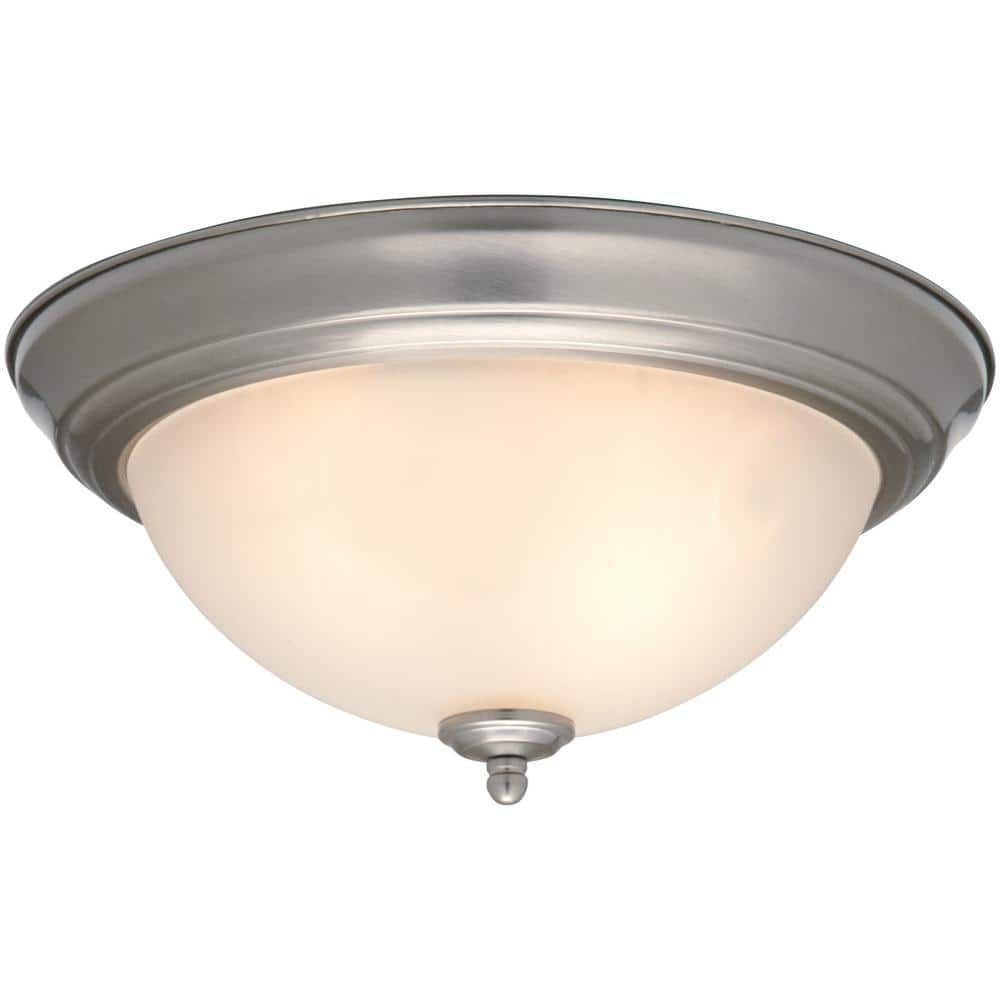 13 in. 2-Light Brushed Nickel Flush Mount (4-Pack)