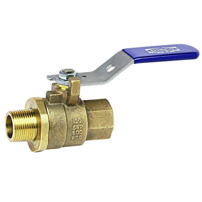 2-Piece Ball Valve, 1/4 in, FNPT x MNPT, Full Port, Plated Brass Ball, Bronze