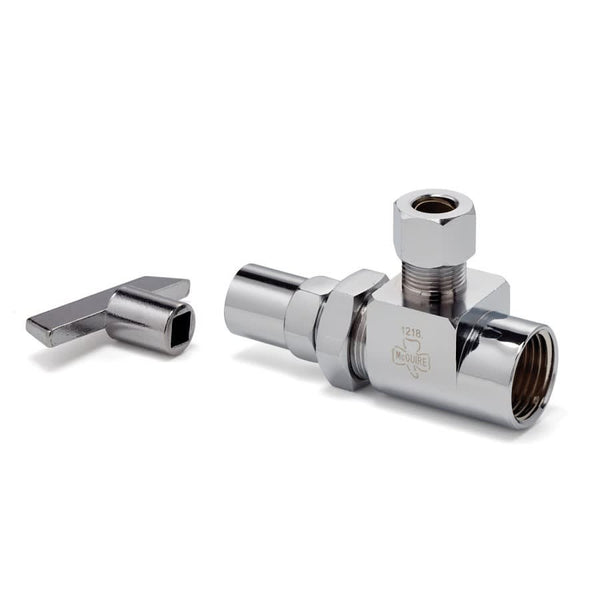 Multi Turn Angle Stop, Loose Key, 1/2 x 3/8 in, FNPT x Comp, Chrome