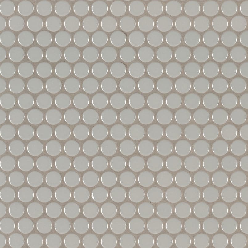 Gray Glossy Penny Round Mosaic