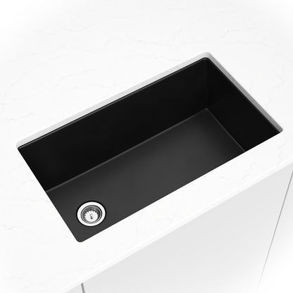 33 in. Drop-in/Undermount 1-Hole Single Bowl Matte Black