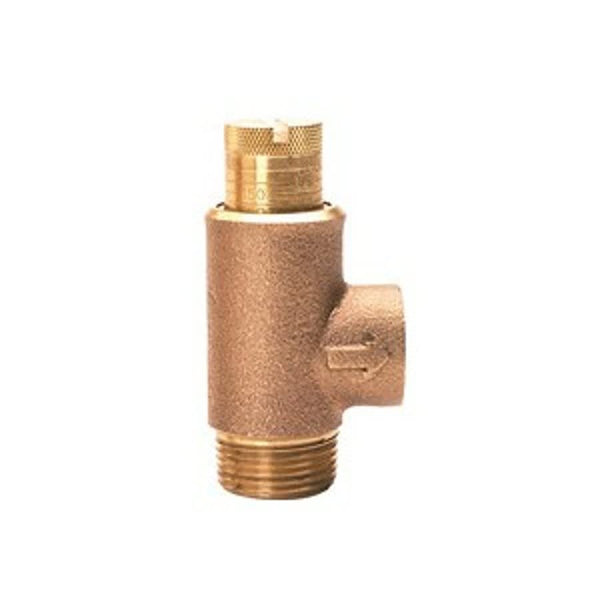 Pressure Relief Valve, 3/4 x 1/2 in, MNPT x FNPT, Cast Bronze