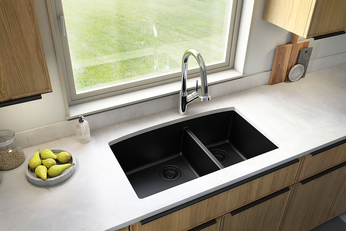 Black Quartz Double Bowl 60/40-3219