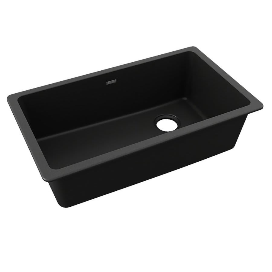 Classic® Single Bowl Kitchen Sink, Under Mount, 33 x 18-3/4 in, 9-1/2 in Bowl Depth, Quartz, Black