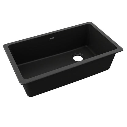 Classic® Single Bowl Kitchen Sink, Under Mount, 33 x 18-3/4 in, 9-1/2 in Bowl Depth, Quartz, Black