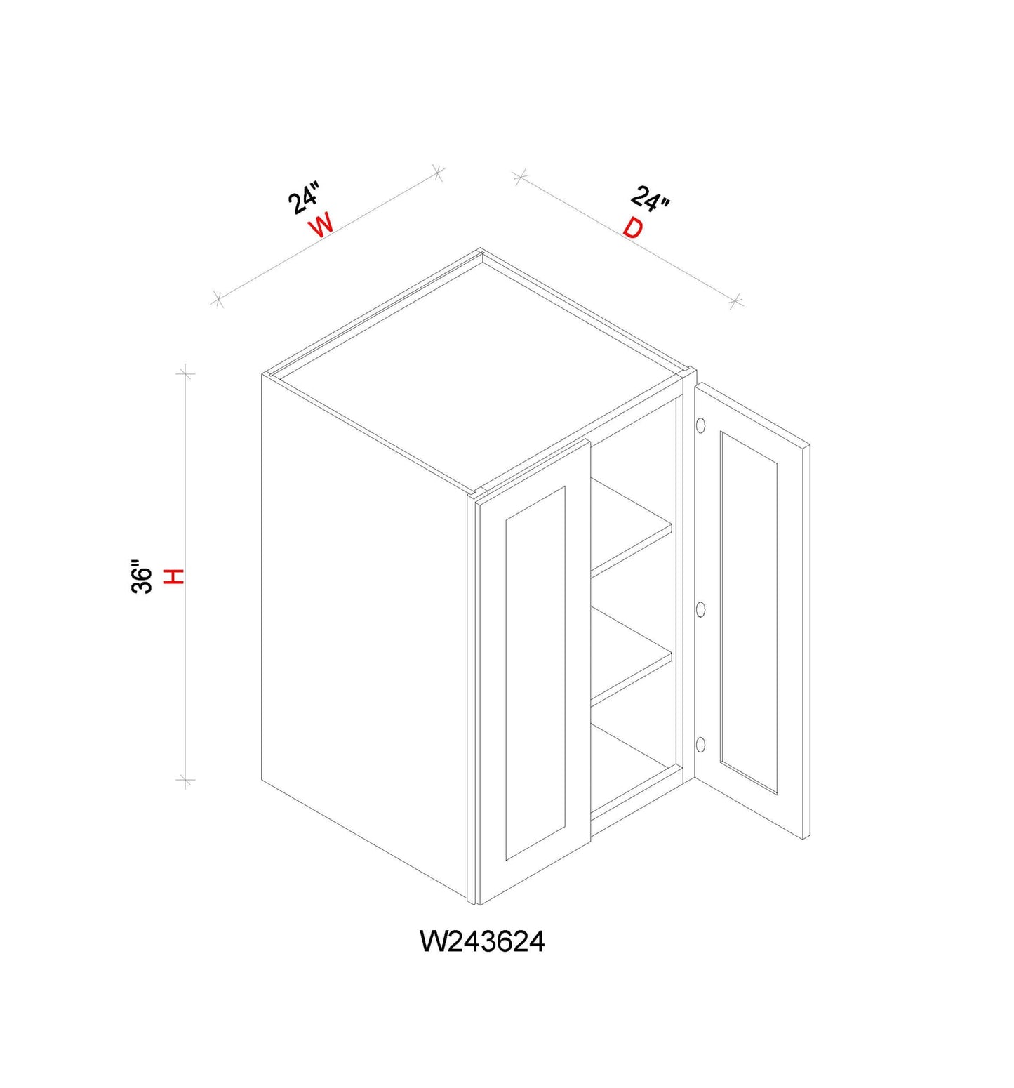 Wall Refrigerator Cabinet - 24"W x 36"H x 24"D
