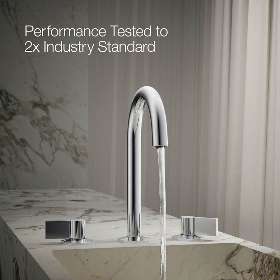 Components 1.2 GPM Widespread Bathroom Faucet with Drain Assembly and Tube Design Spout - Less Handles