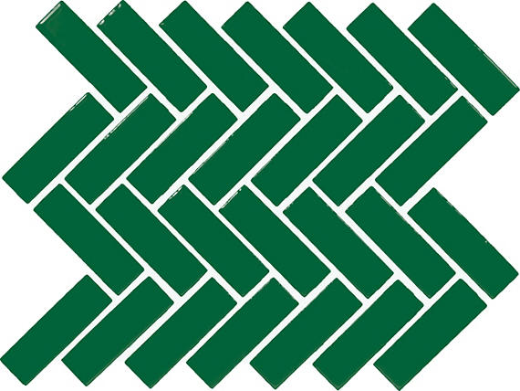 Color Wheel Mosaic Emerald Herringbone 1X3 Glossy