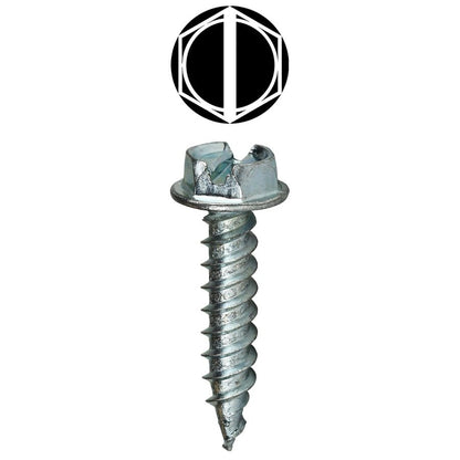 Drywall Screw, #8, 1-1/2 in L, Hex/Slotted Drive, Zinc Plated