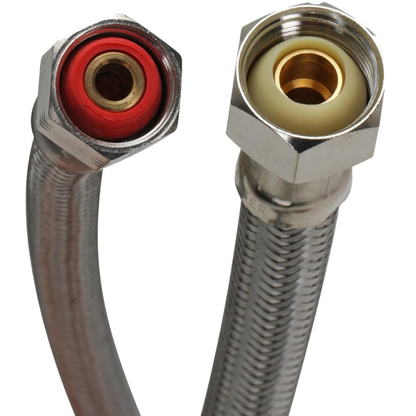 Flexible Water Supply, 1/2 in, Comp x FNPT, 12 in L, Stainless Steel