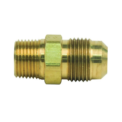 Male Adapter, 3/8 x 1/4 in, Flare x MNPT, Brass, Rough Brass, Domestic