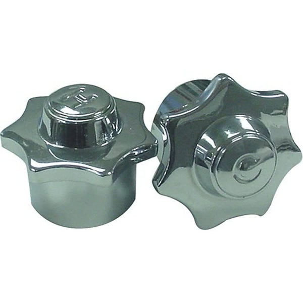 Pair of Handle, 1-1/16 x 1-5/8 in, For Use With American Standard Faucets, 22 Point, B-8 Broach Style, Die-Cast, Polished Chrome Plated