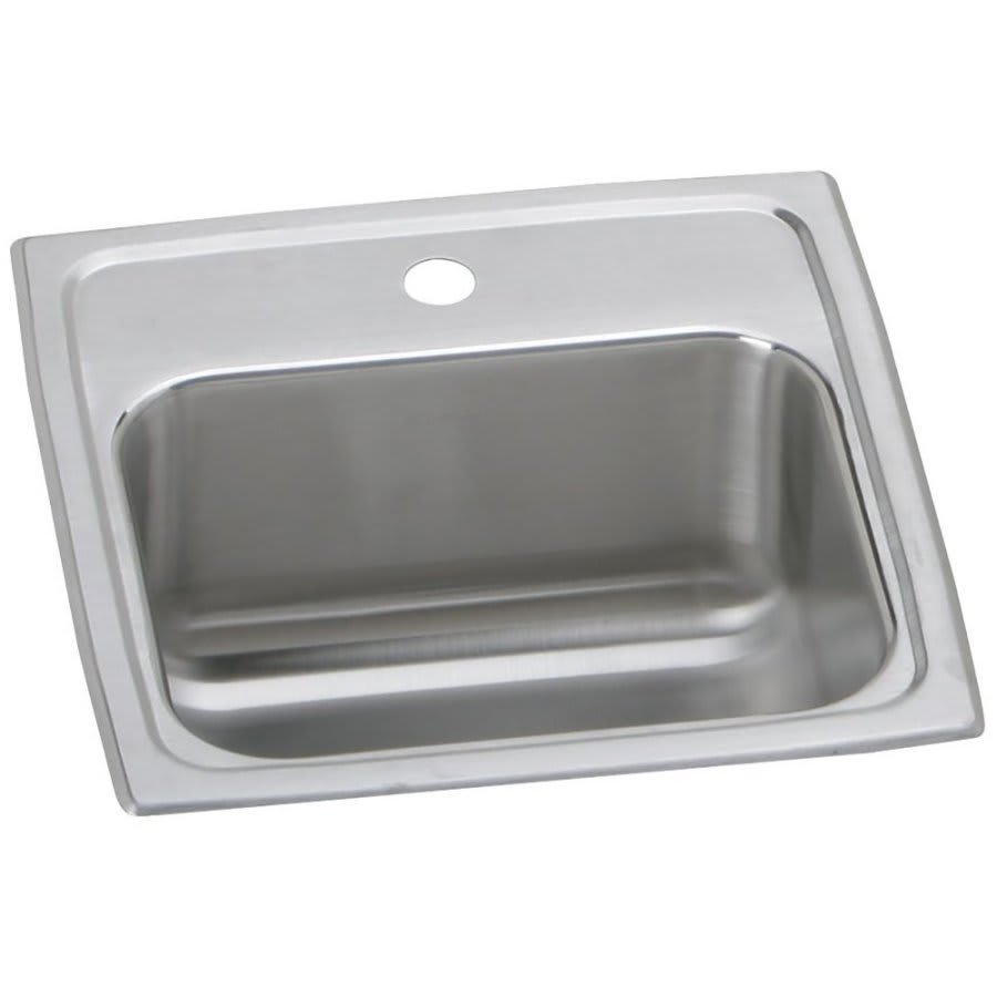 Celebrity Single Bowl Bar Sink, Top Mount, ADA, 15 x 15 in, 6 in Bowl Depth, 1-Hole, 20 ga Brushed Satin Steel, Stainless
