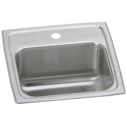 Celebrity Single Bowl Bar Sink, Top Mount, ADA, 15 x 15 in, 6 in Bowl Depth, 1-Hole, 20 ga Brushed Satin Steel, Stainless