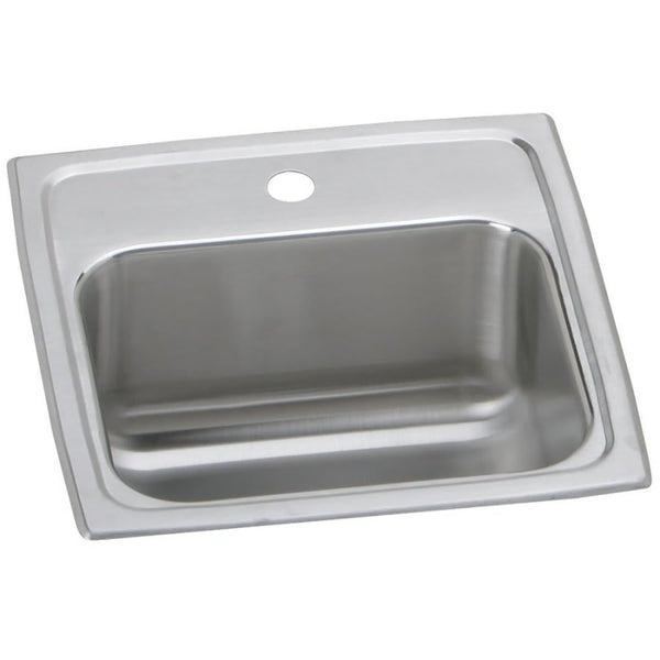 Celebrity Single Bowl Bar Sink, Top Mount, ADA, 15 x 15 in, 6 in Bowl Depth, 1-Hole, 20 ga Brushed Satin Steel, Stainless