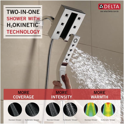 Universal Showering Rectangular 2.5 GPM Multi Function 2-in-1 In2ition Shower Head and Hand Shower with H2Okinetic and MagnaTite Technology