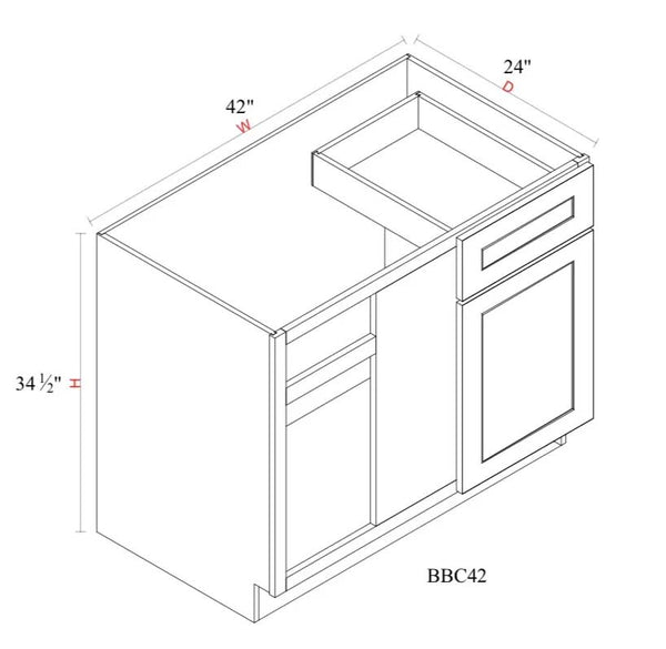 Blind Base Corner Cabinet - 42"W x 34- 1/2"H x 24"D