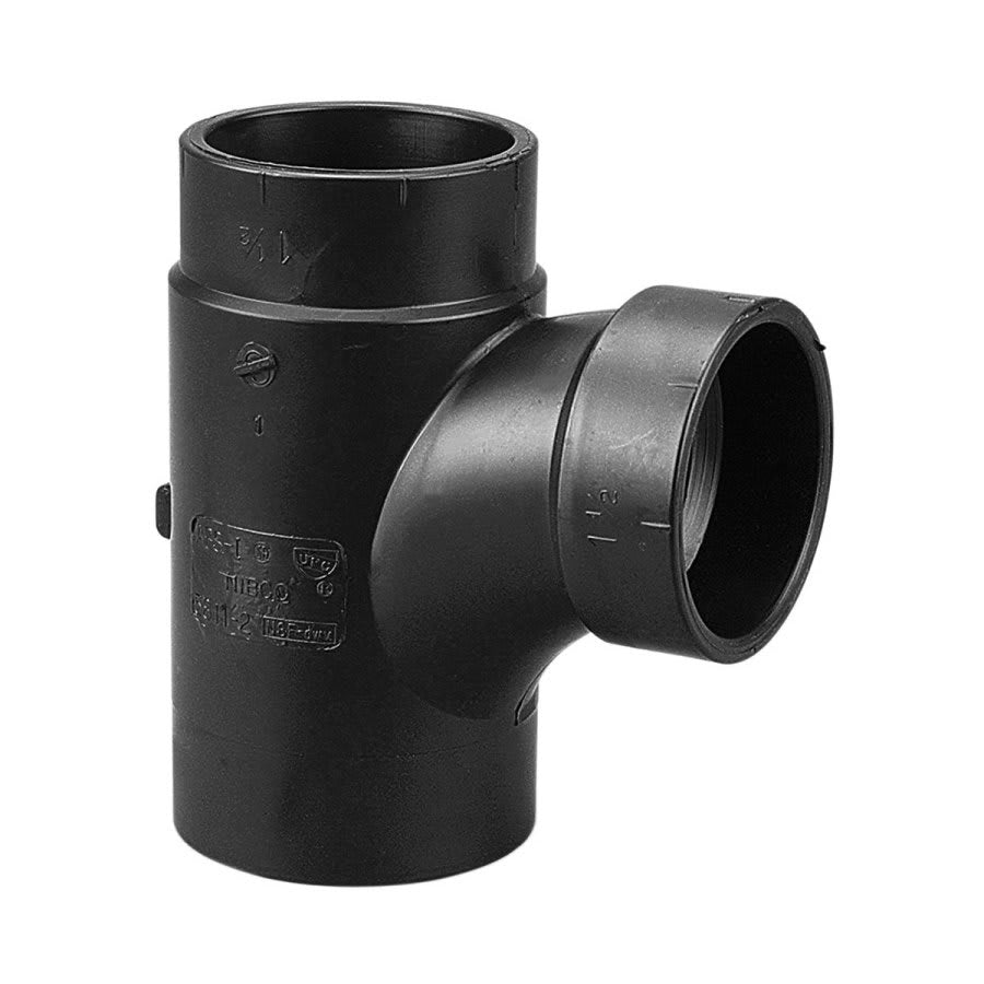 DWV Street Sanitary Tee, 3 in, Spigot x Hub, ABS