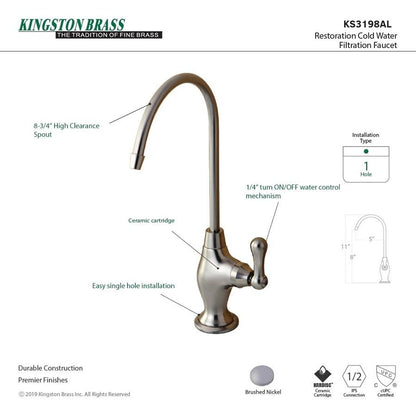 Restoration Water Dispenser, Lever Handle, Brushed Nickel