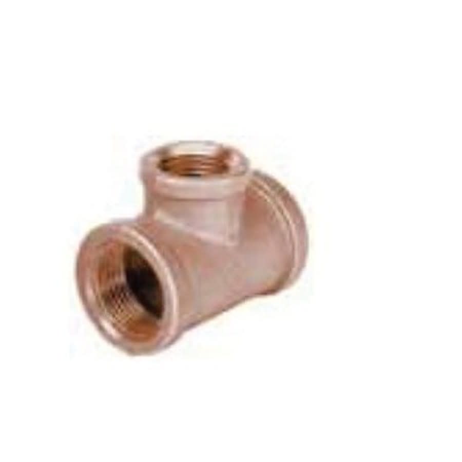 Tee, 1/2 x 1/4 in, FNPT, Lead Free Brass, Rough Brass