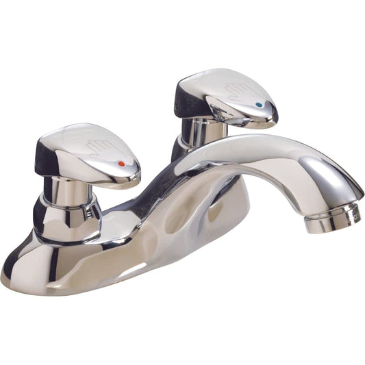 0.5GPM Double Tip Action Lever Handles 2 Hole Metering Bathroom Faucet from the Commercial Series